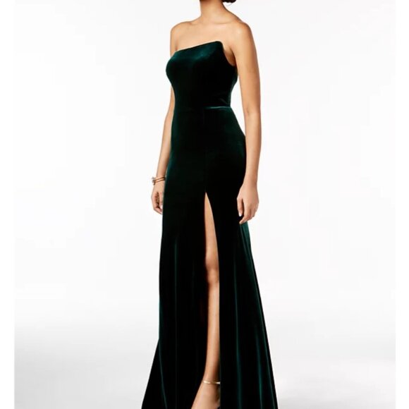 Floor length deep green velvet event dress - Picture 1 of 10